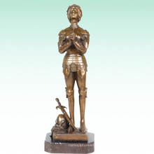 Mujer Home Deco Soldier Saint Joan Bronce Escultura Estatua Tpy-447